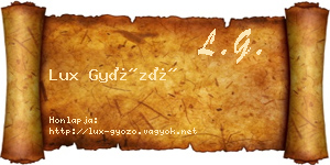 Lux Győző névjegykártya